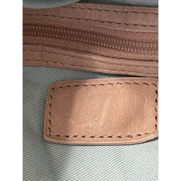 Vintage Sigrid Olsen Leather Hobo Bucket Bag Drawstring Cottagecore Y2K Beige - Picture 13 of 16